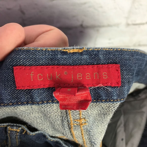 Fcuk Pink Embroidered Pocket MidRise Flare Jeans 8 - Picture 6 of 7